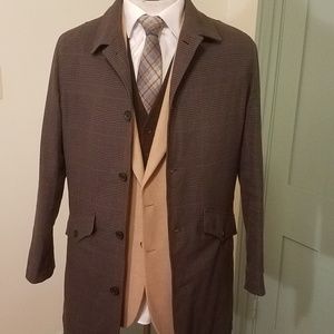 Banana Republic Plaid Cotton Overcoat Trench Coat
